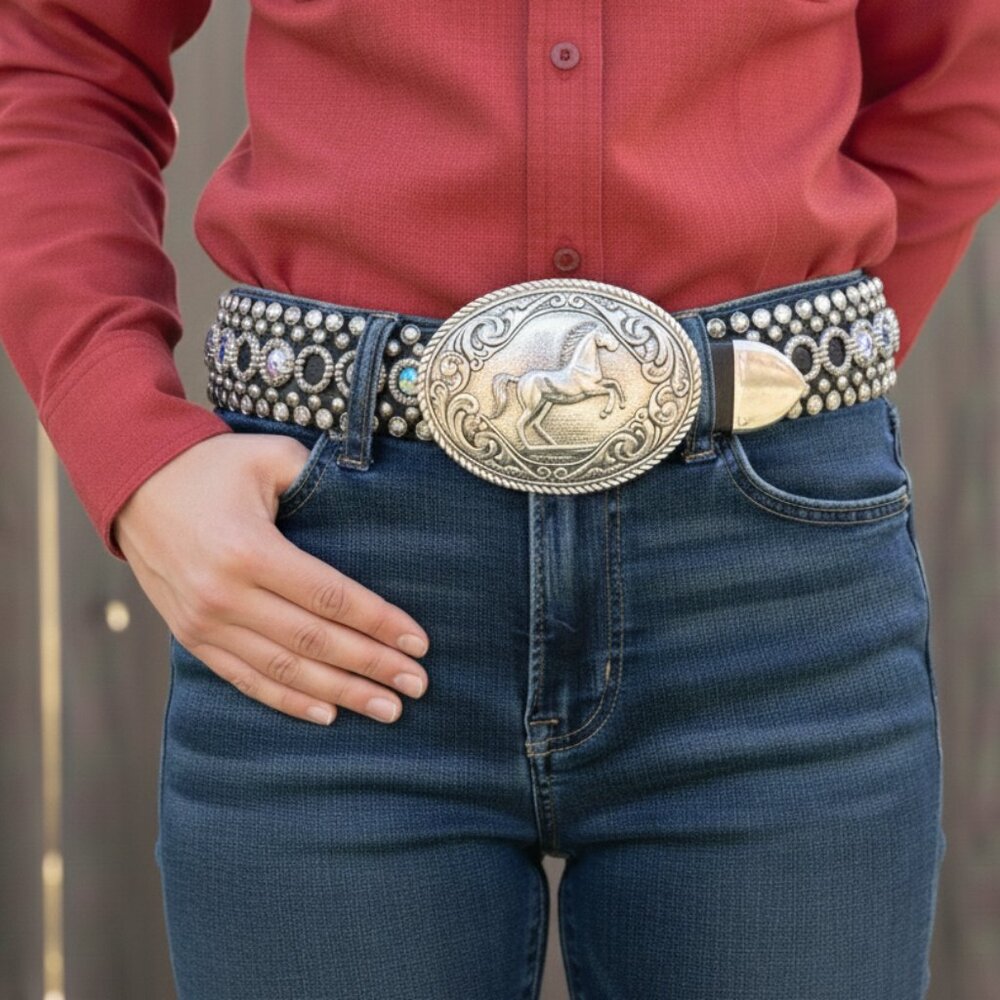 KIPPYS KIPPY belt bling leather crystal stones (fits approx. waist 25-32")
